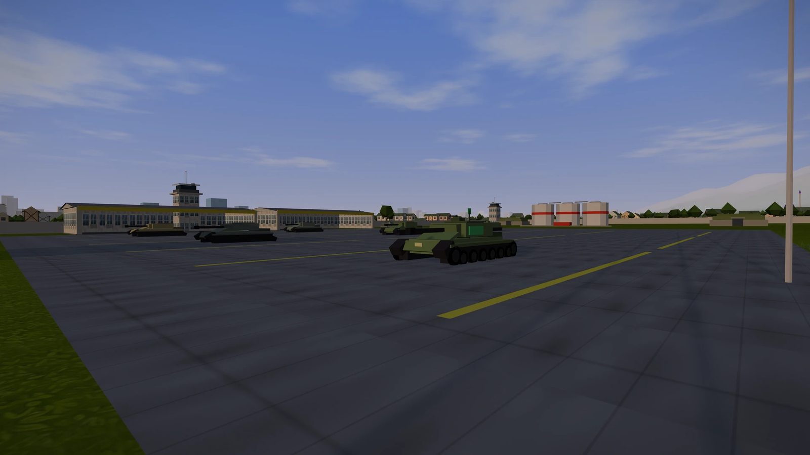 Военная база с танками